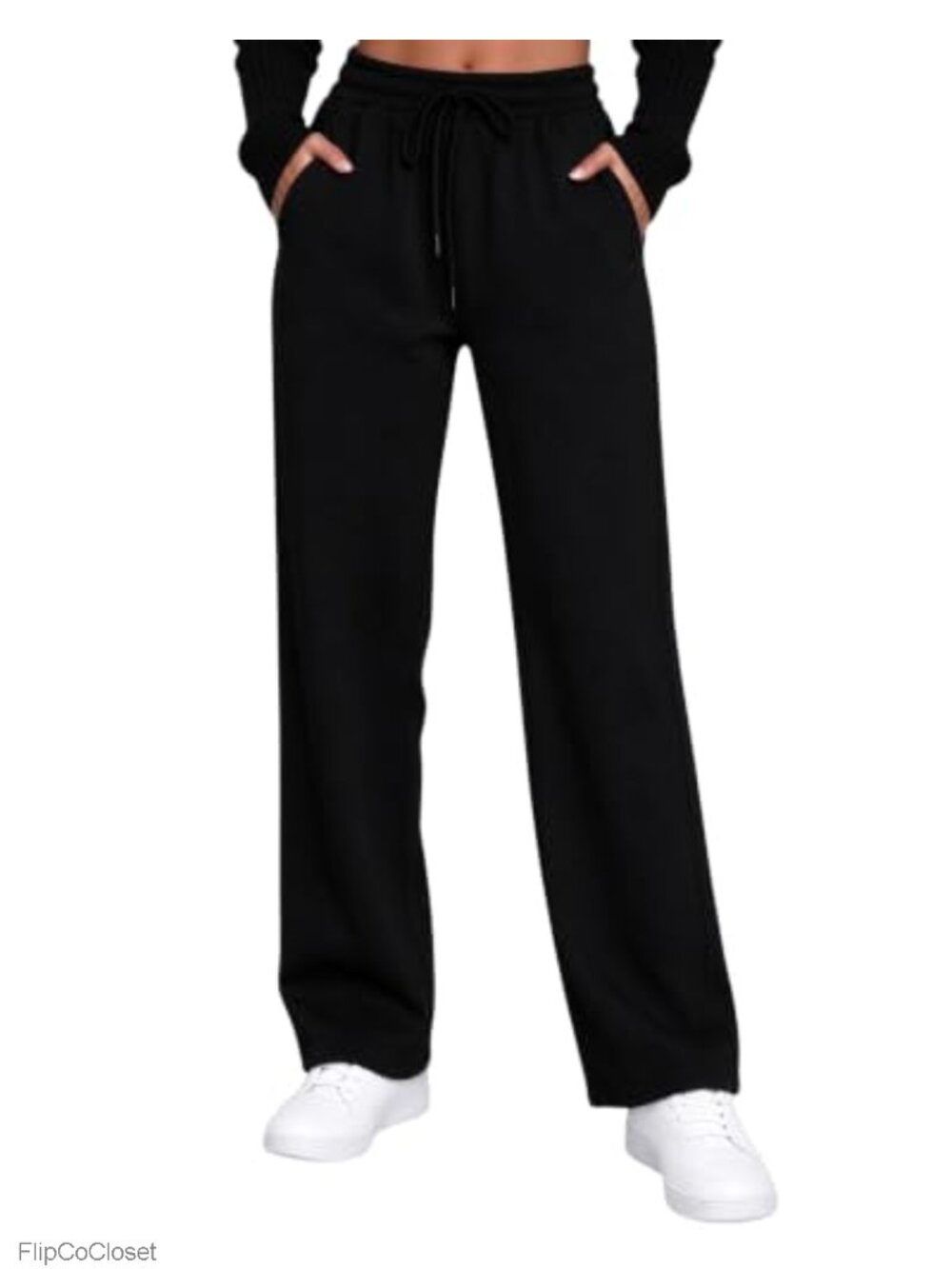 Fleece Lined Straight Leg Sweatpants High Waist Baggy Lounge Pants